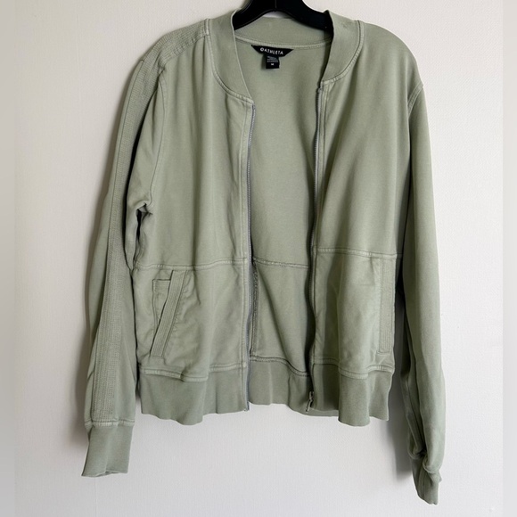 ATHLETA Sage Green Bomber Jacket Full Zip Athleisure Casual Comfort Active | M - Picture 10 of 16